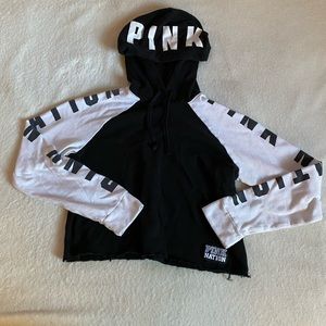 Pink cropped hoodie  XS  black white